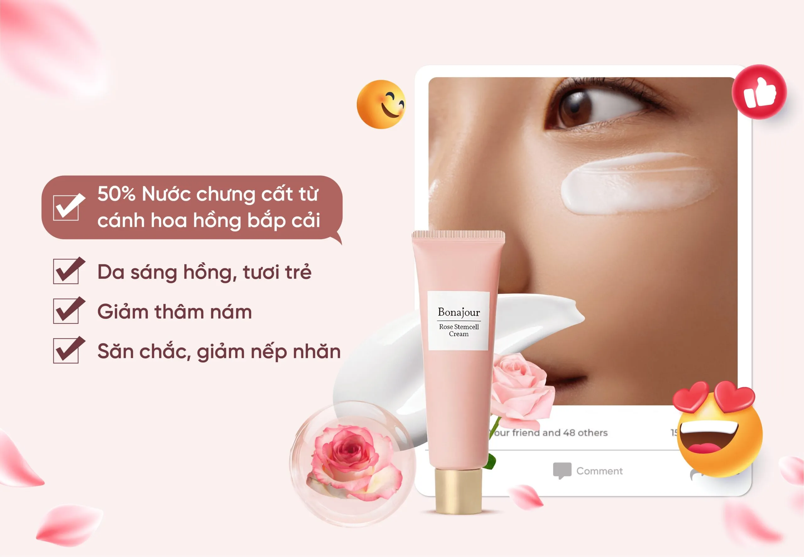 Tái sinh làn da trẻ đẹp cho phụ nữ từ tuổi 30 với Tế bào gốc hoa hồng